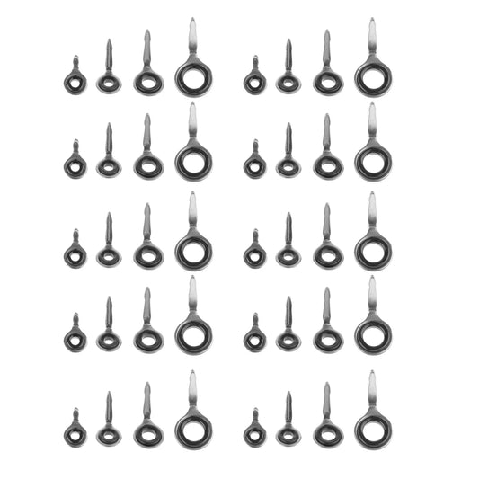 40pcs Stainless Steel Fishing Rod Eyes Rings Guide Tip Tops Set Raft Fishing Rod Repair Kit 3# 4# 5# 6# Fishing Accessories Tool