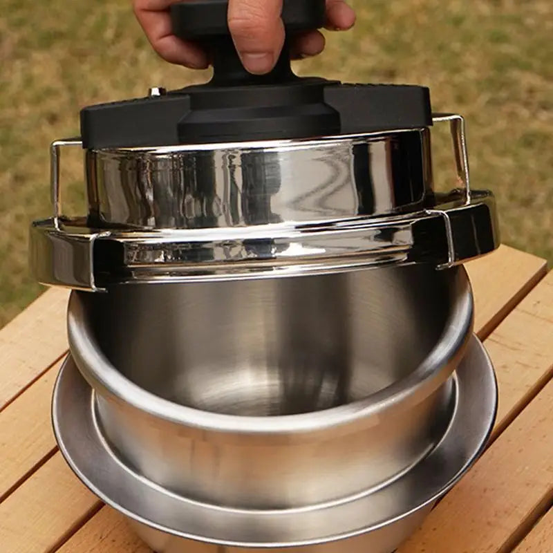 1.2L Pressure Cooking Pot Mini Pressure Cooker 304 Stainless Steel Portable Rice Cooker Outdoor Camping Pressure Cooker Cookware