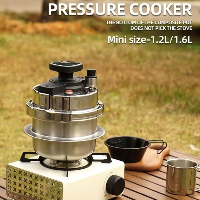 1.2L Pressure Cooking Pot Mini Pressure Cooker 304 Stainless Steel Portable Rice Cooker Outdoor Camping Pressure Cooker Cookware