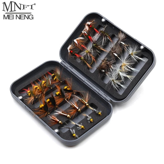MNFT 32Pcs/Box Trout Nymph Fly Fishing Lure Dry/Wet Flies Nymphs Ice Fishing Lures Artificial Bait with Boxed